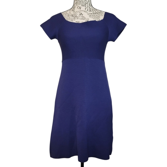 Parker Dresses & Skirts - Parker Brazil Knit Fit & Flare Dress Size S Navy Blue Short Sleeve